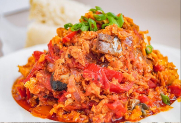 Fried red fish egg stew