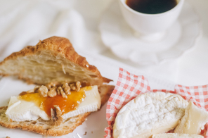 French breakfast with pastries and coffee